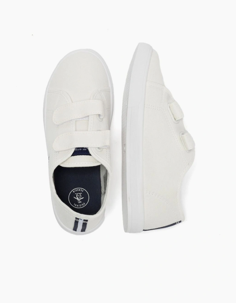 Penguin Junior Sparton Velcro White/Navy Trainers