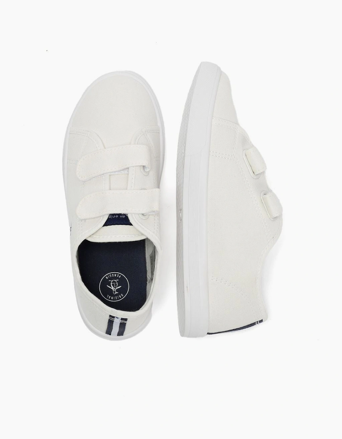 Penguin Junior Sparton Velcro White/Navy Trainers