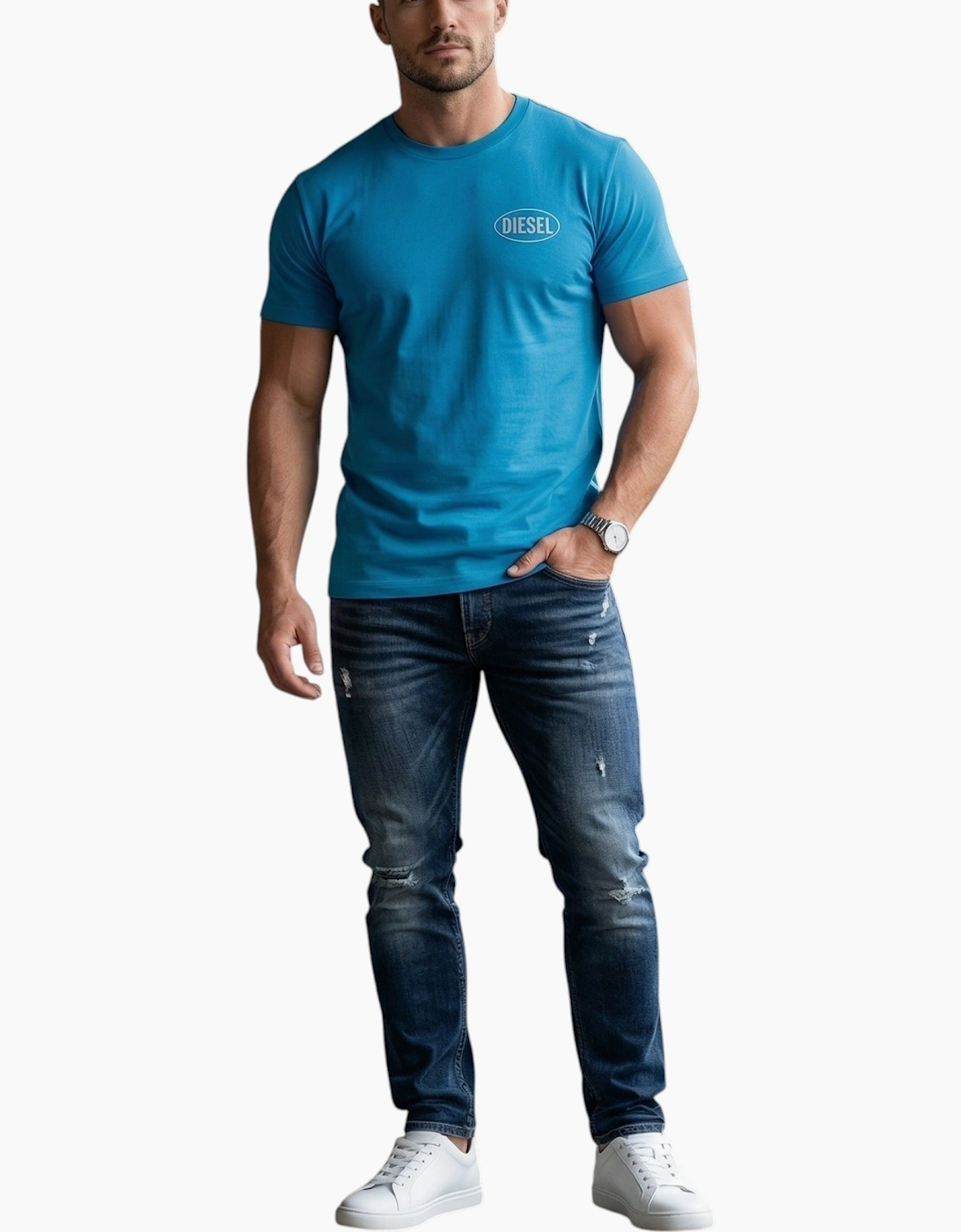 Diesel Mens T Shirts T-Adjust-V9 Graphic Logo Print