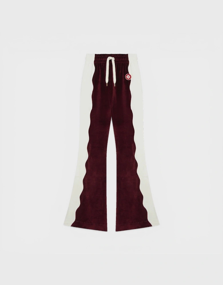 Burgundy Velour Panelled Track Pant