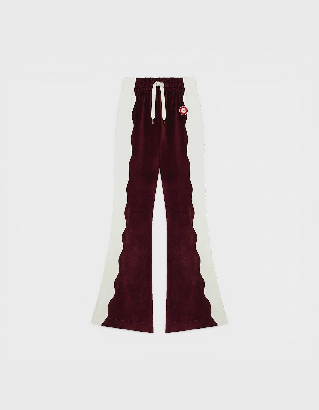 Burgundy Velour Panelled Track Pant