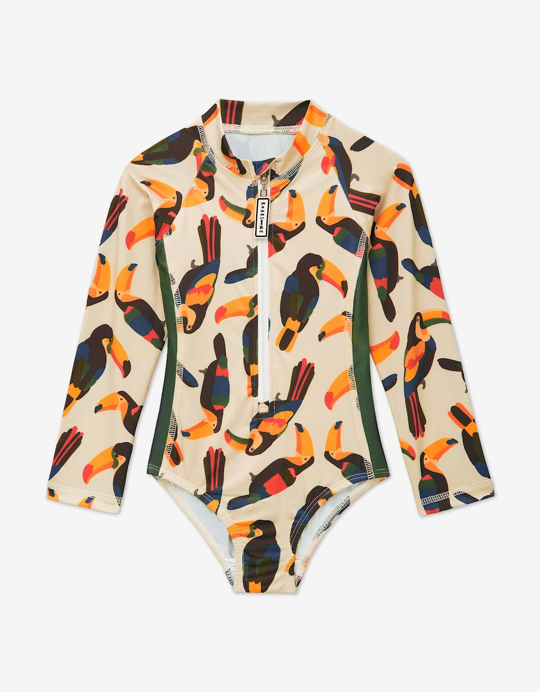 Roarsome Girls Toucan Swimsuit in Beige (UPF50+), 5 of 4