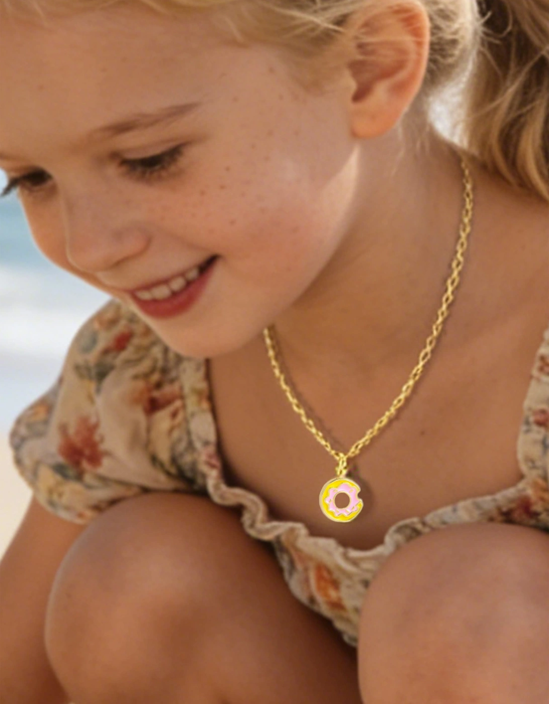 Secret Spoils Girls Yellow Doughnut Necklace in Gold (40cm)