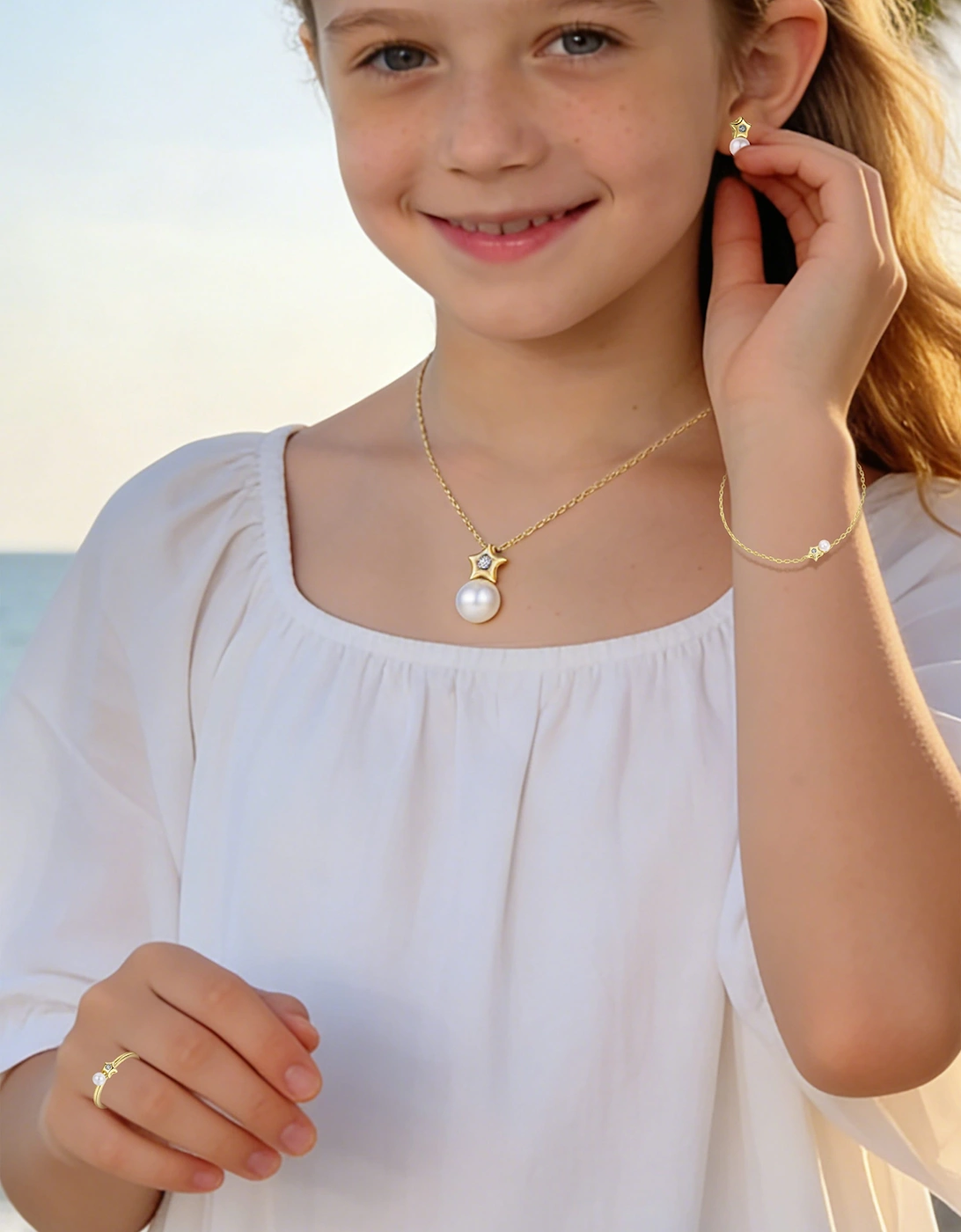 Secret Spoils Girls Star 5 Piece Jewellery Set in Gold (40cm)