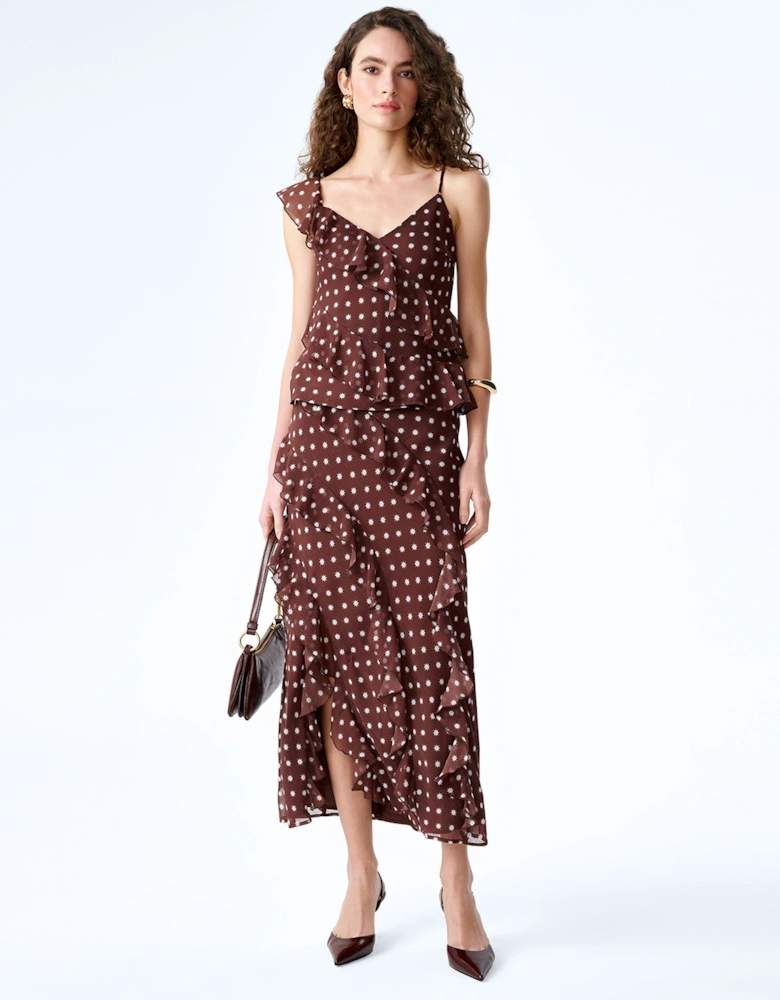 Francie Top in Brown Starburst Print