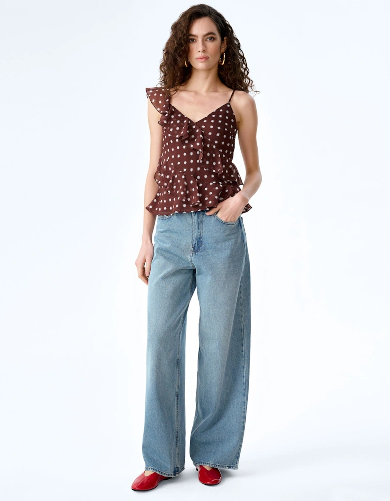 Francie Top in Brown Starburst Print