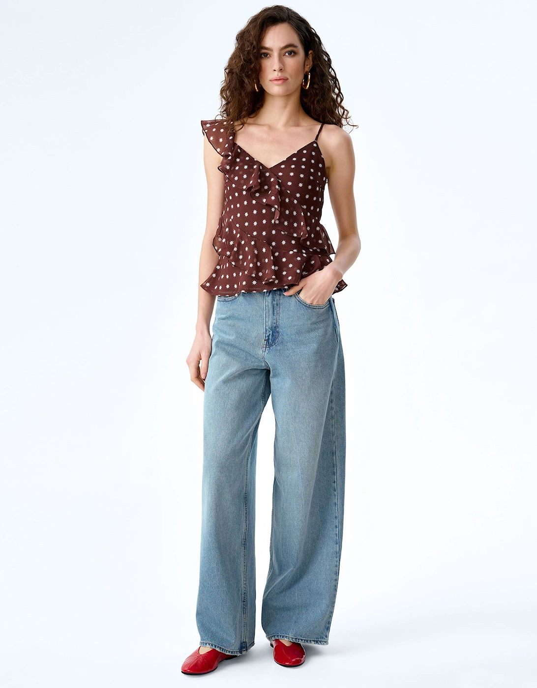 Francie Top in Brown Starburst Print
