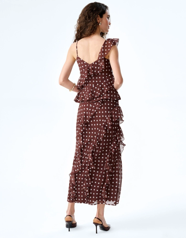 Francie Top in Brown Starburst Print