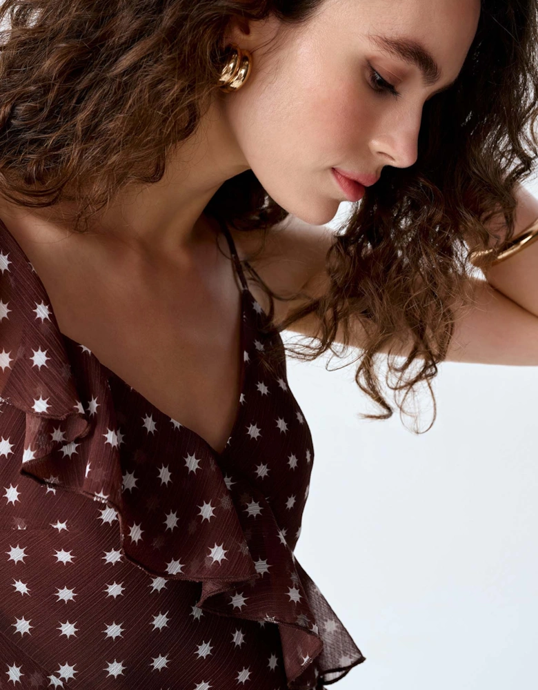 Francie Top in Brown Starburst Print