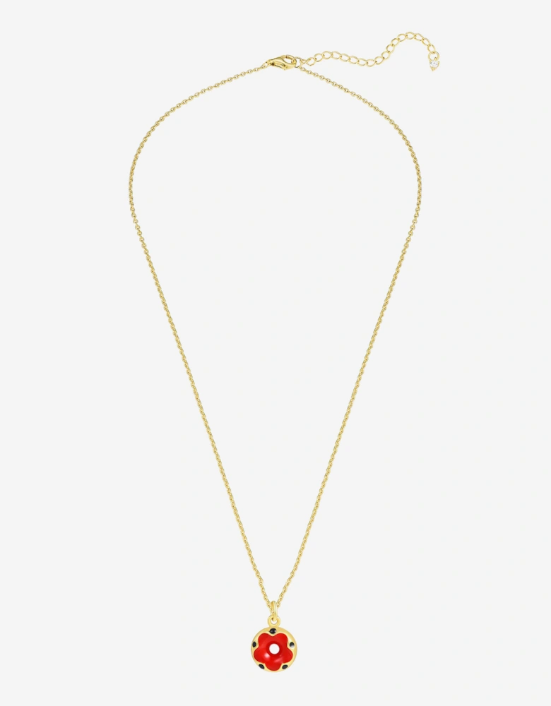 Secret Spoils Girls Red Doughnut Flower Necklace in Gold (40cm)