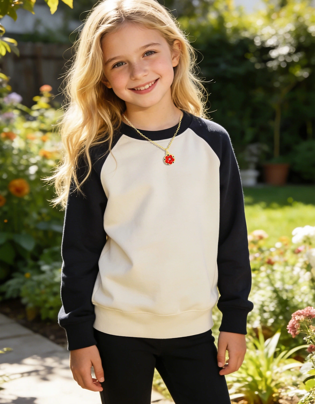 Secret Spoils Girls Red Doughnut Flower Necklace in Gold (40cm)