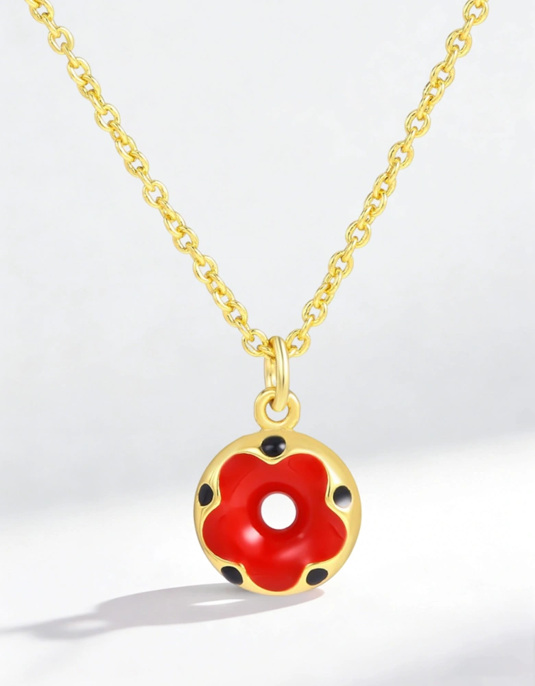 Secret Spoils Girls Red Doughnut Flower Necklace in Gold (40cm)