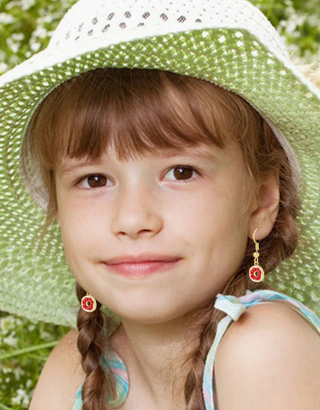 Secret Spoils Girls Red Doughnut Earrings in Gold