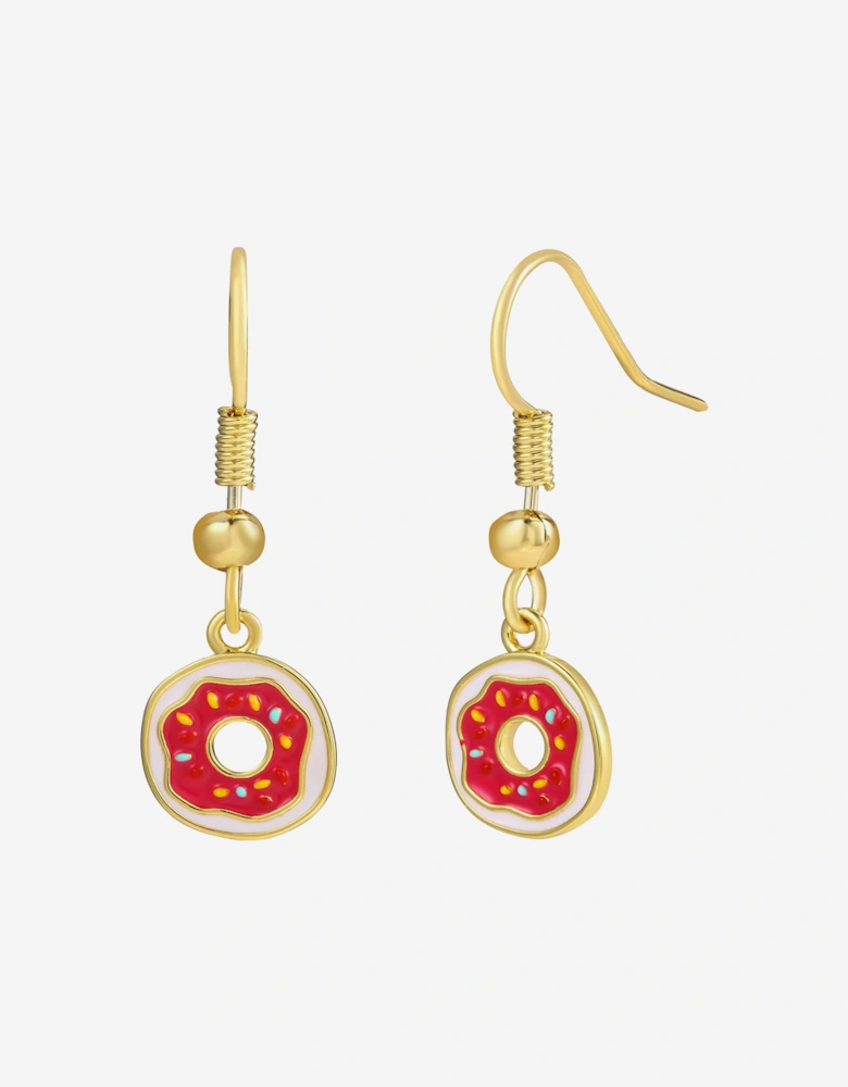 Secret Spoils Girls Red Doughnut Earrings in Gold