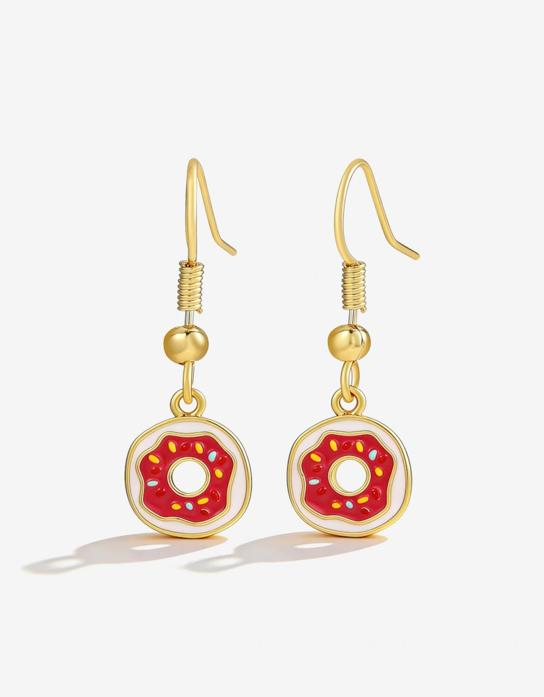 Secret Spoils Girls Red Doughnut Earrings in Gold