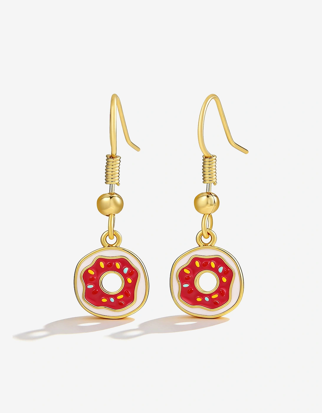 Secret Spoils Girls Red Doughnut Earrings in Gold