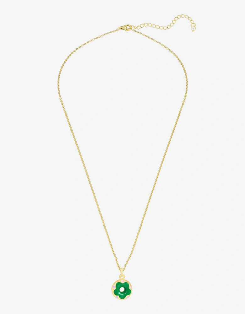 Secret Spoils Girls Green Doughnut Flower Necklace in Gold (40cm)