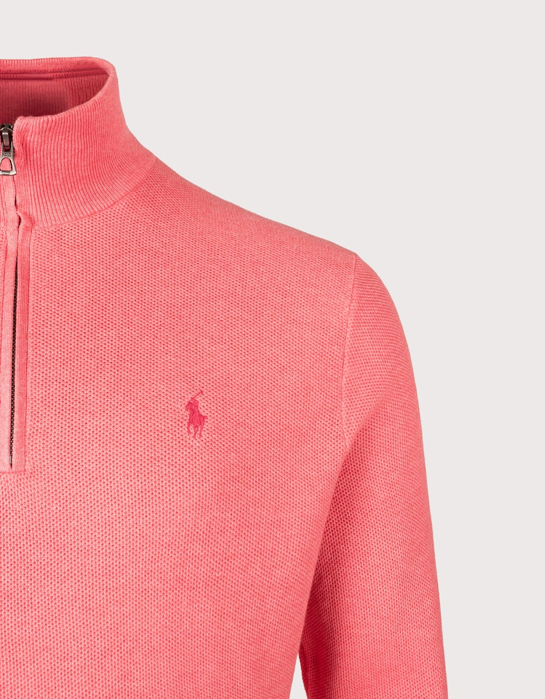 Mesh Knit Cotton Quarter Zip Jumper