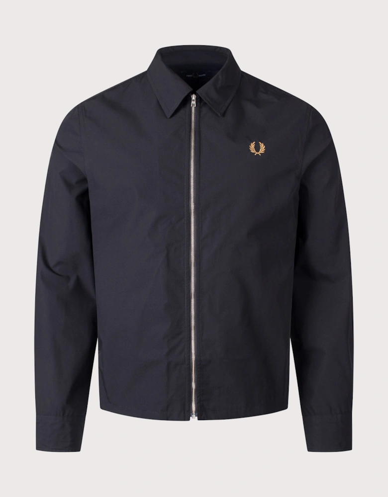 Regular Fit Zip Through Poplin Overshirt