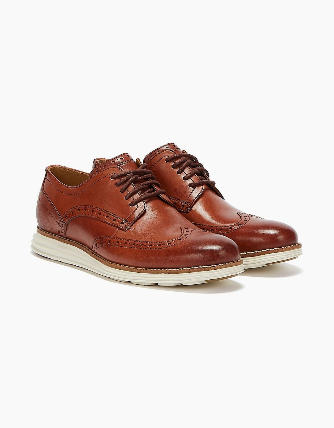 Cole Haan Original Grand Short wing Oxford Mens Brown / White Brogues