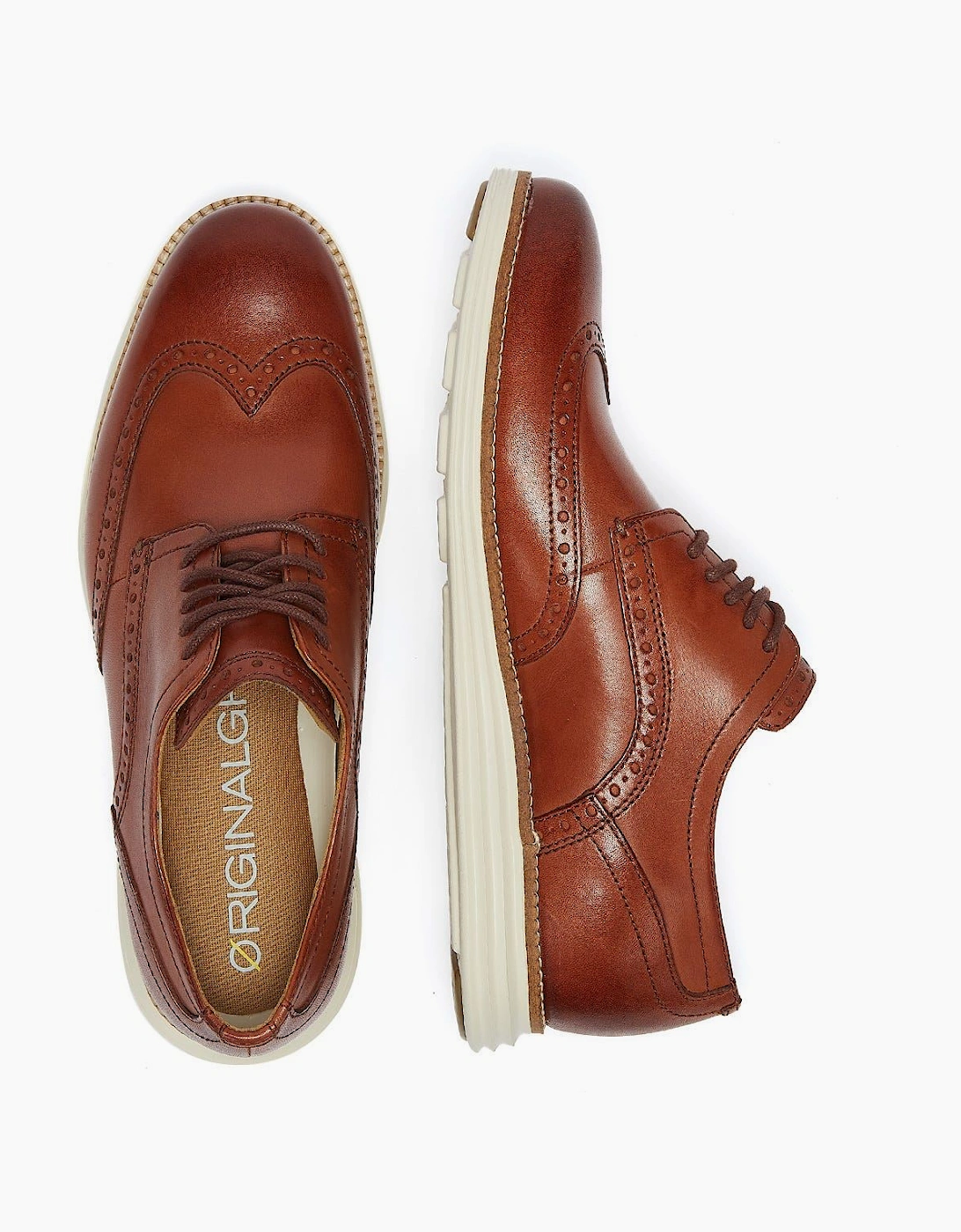 Cole Haan Original Grand Short wing Oxford Mens Brown / White Brogues