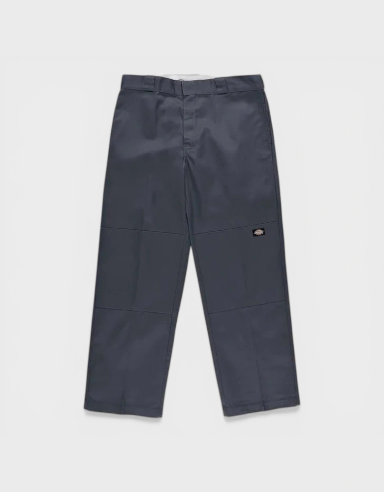 Double Knee Loose Fit Straight Leg Work Pants Charcoal Grey