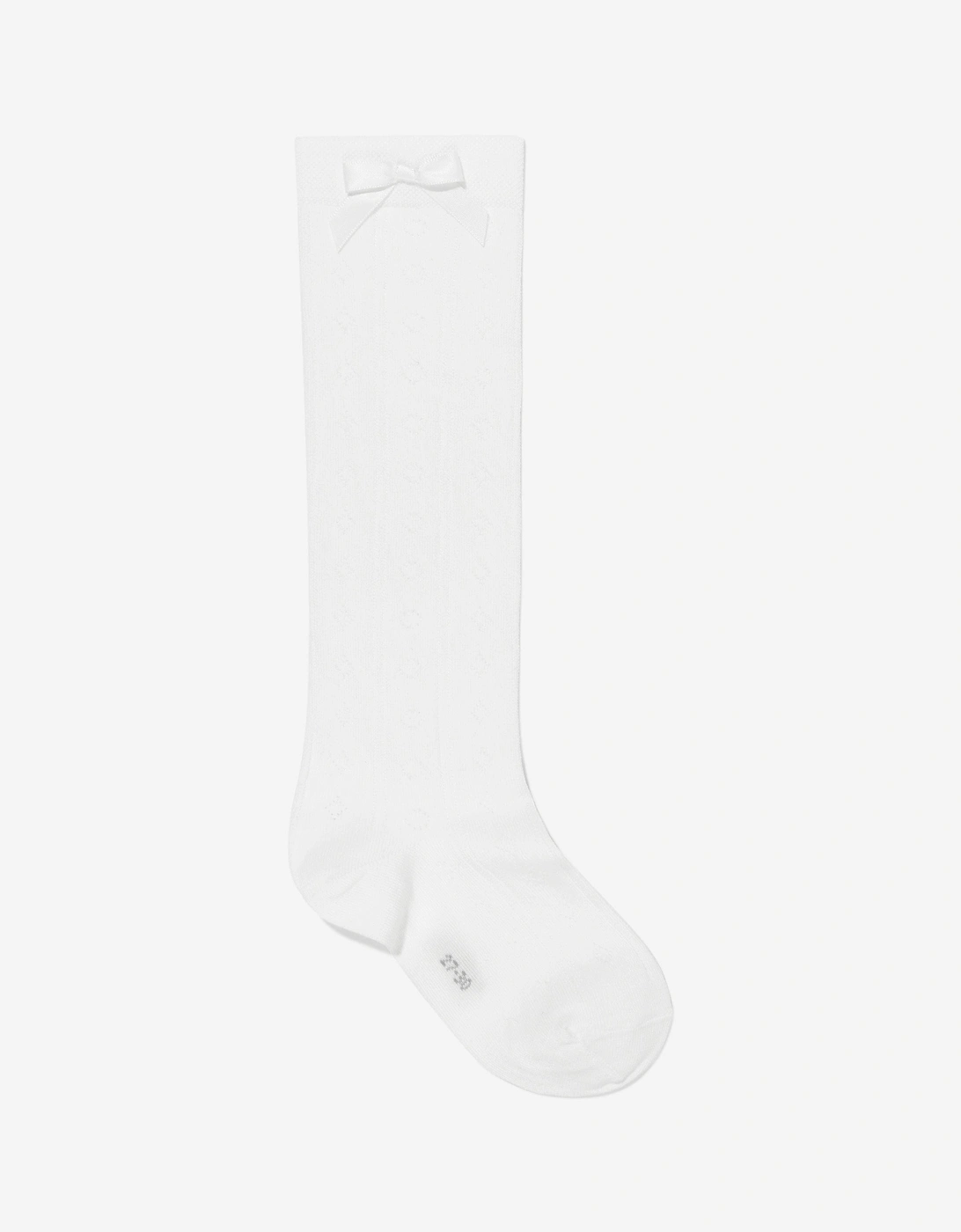 Falke Girls Ajour Knee-High Socks in White, 9 of 8