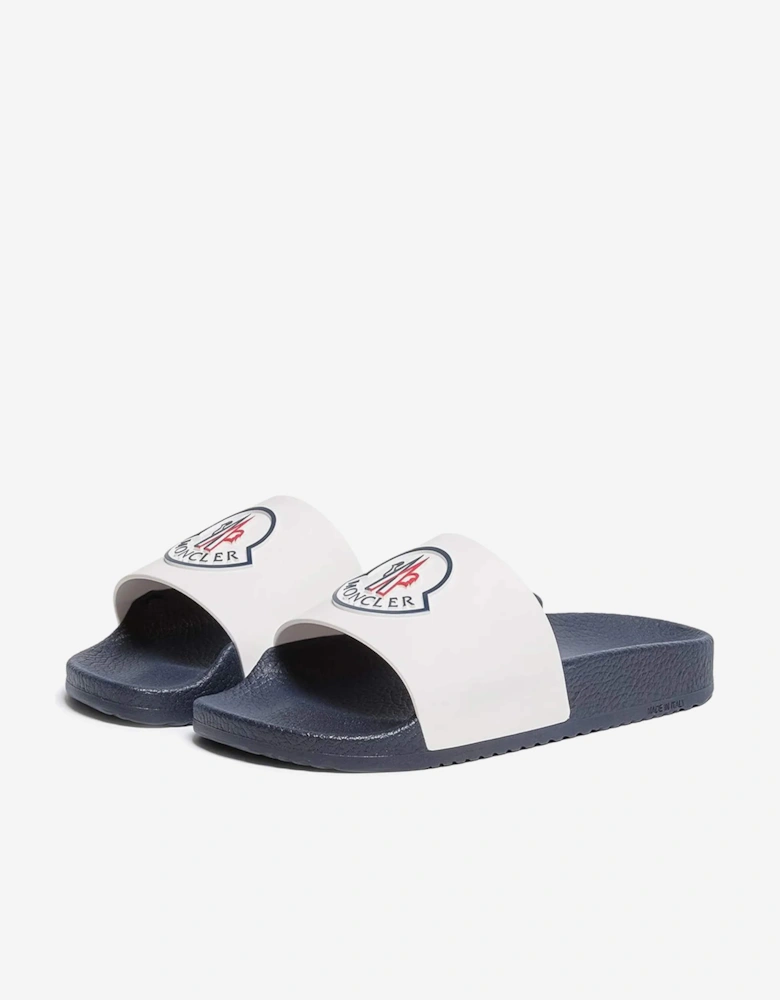 Moncler Enfant Kids Petit Basile Logo Sliders in White