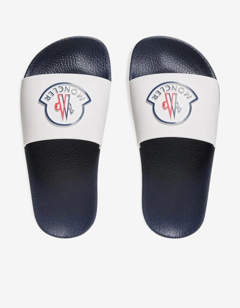 Moncler Enfant Kids Petit Basile Logo Sliders in White