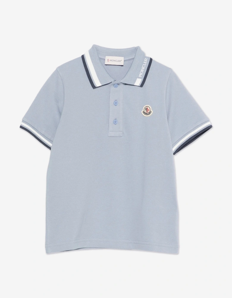 Moncler Enfant Boys Cotton Logo Polo Shirt in Blue
