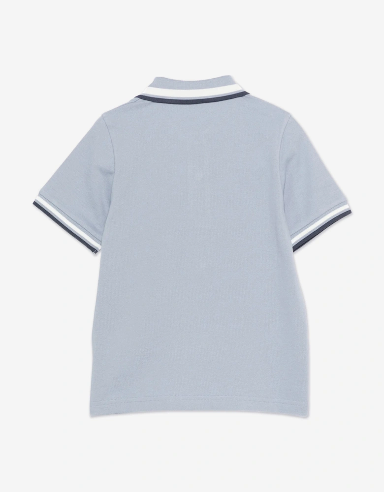 Moncler Enfant Boys Cotton Logo Polo Shirt in Blue