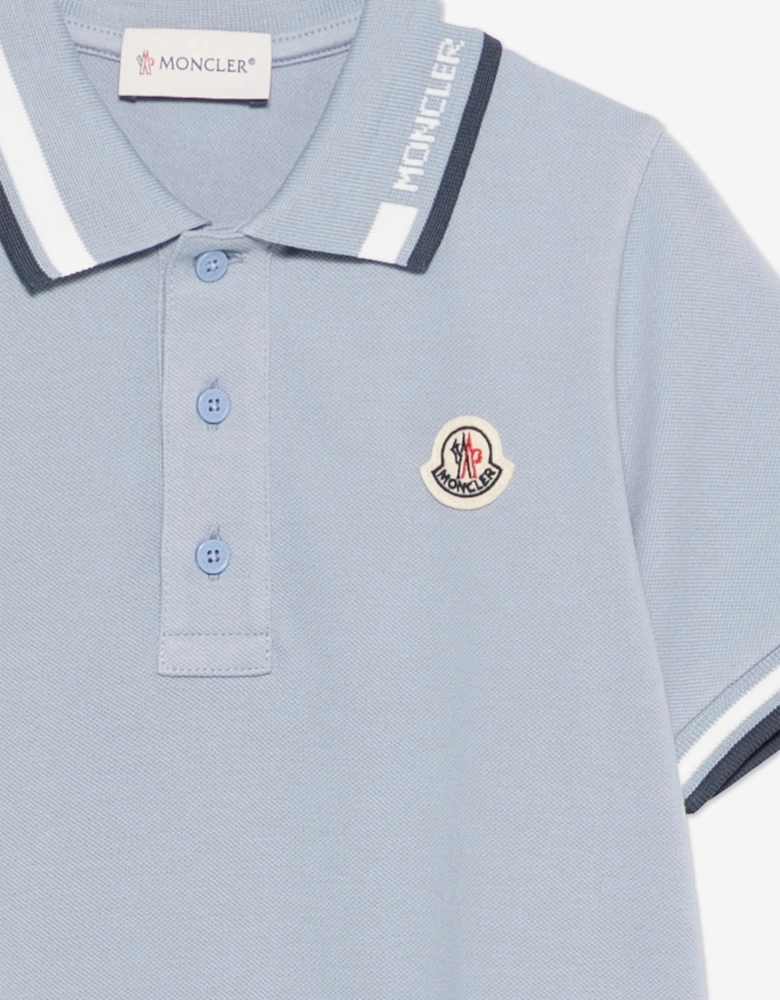 Moncler Enfant Boys Cotton Logo Polo Shirt in Blue