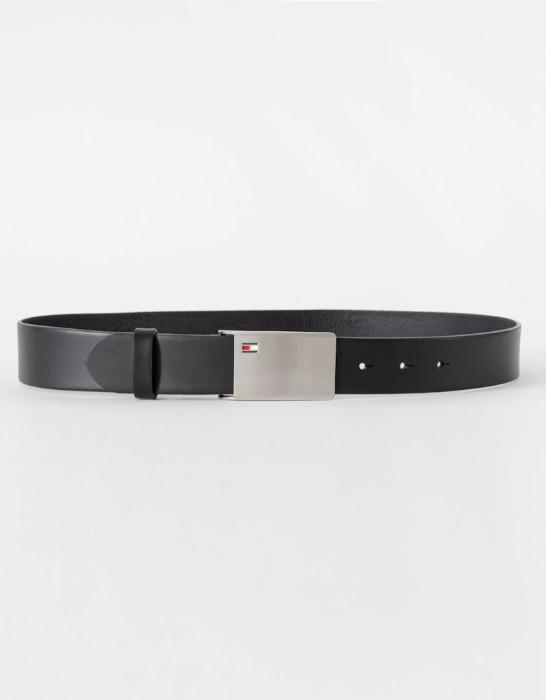 Tommy Hilfiger TH Plaque Mens Adjustable Belt 3.5cm - Black