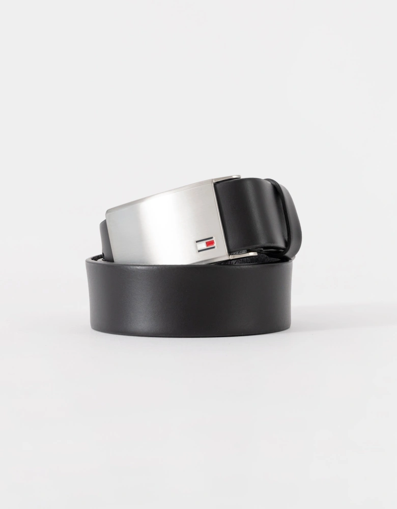 Tommy Hilfiger TH Plaque Mens Adjustable Belt 3.5cm - Black