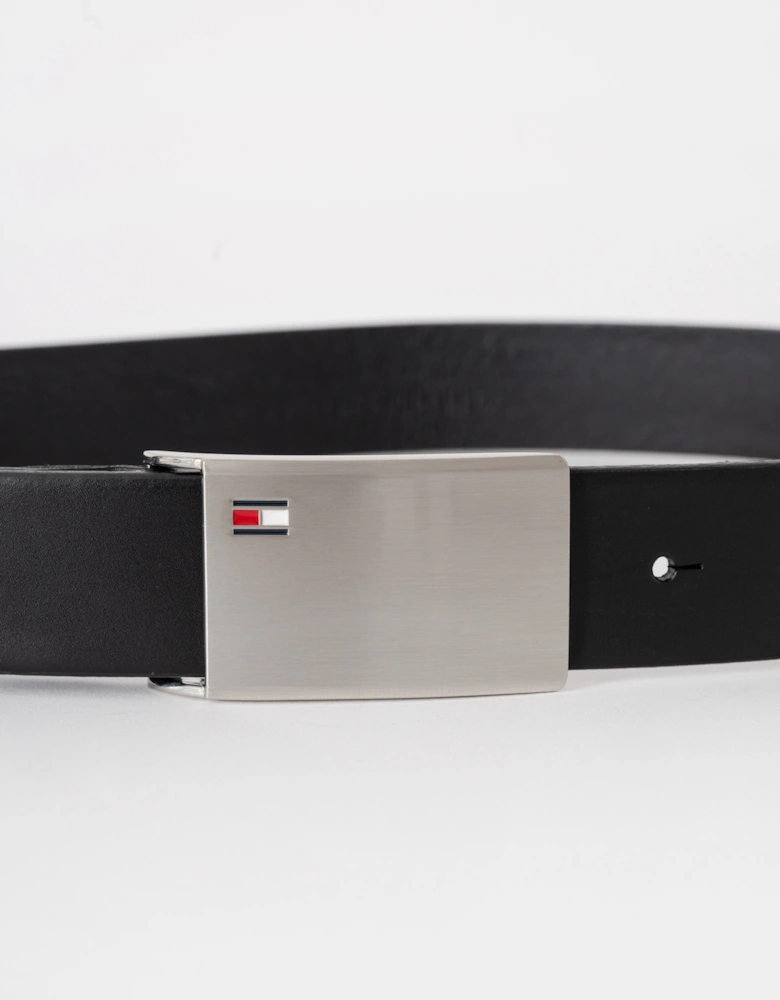 Tommy Hilfiger TH Plaque Mens Adjustable Belt 3.5cm - Black