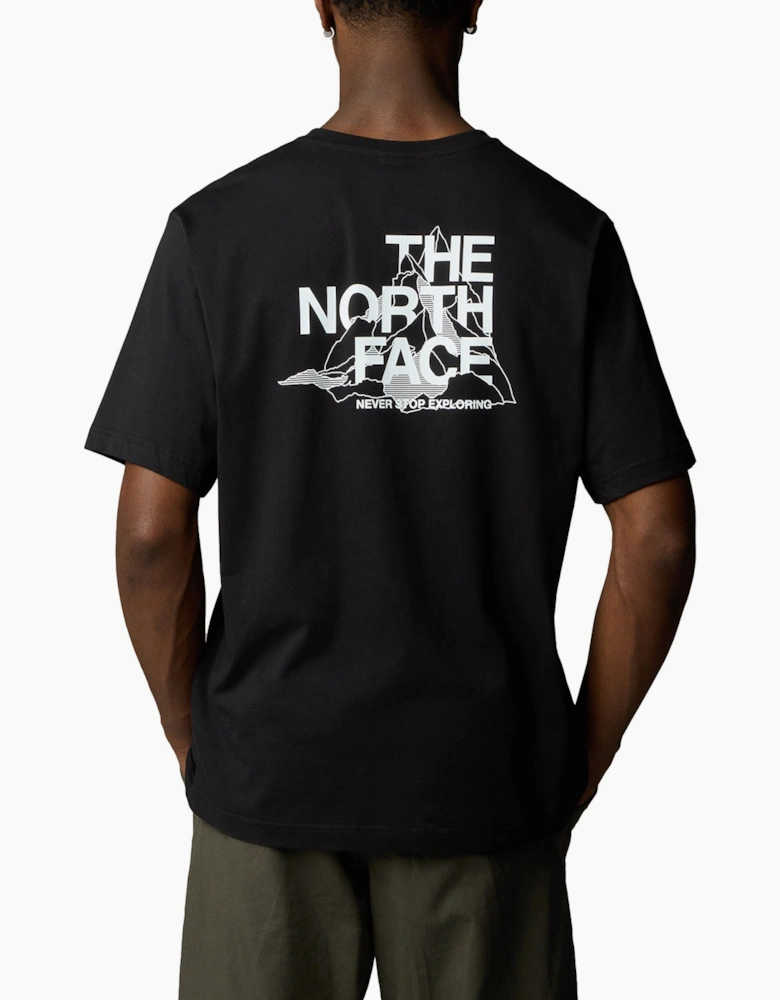 The North Face Mens T Shirts Mountain Sketch Print Short Sleeve Crew Neck Tee