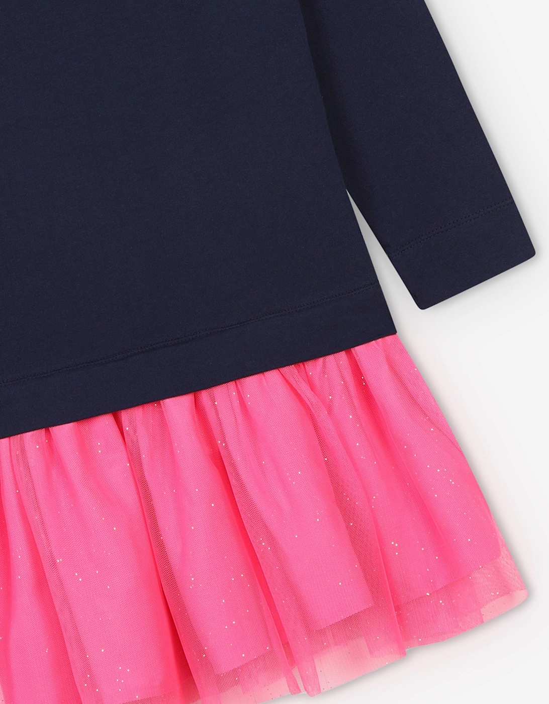 Billieblush Girls Bimaterial T-Shirt Dress in Navy