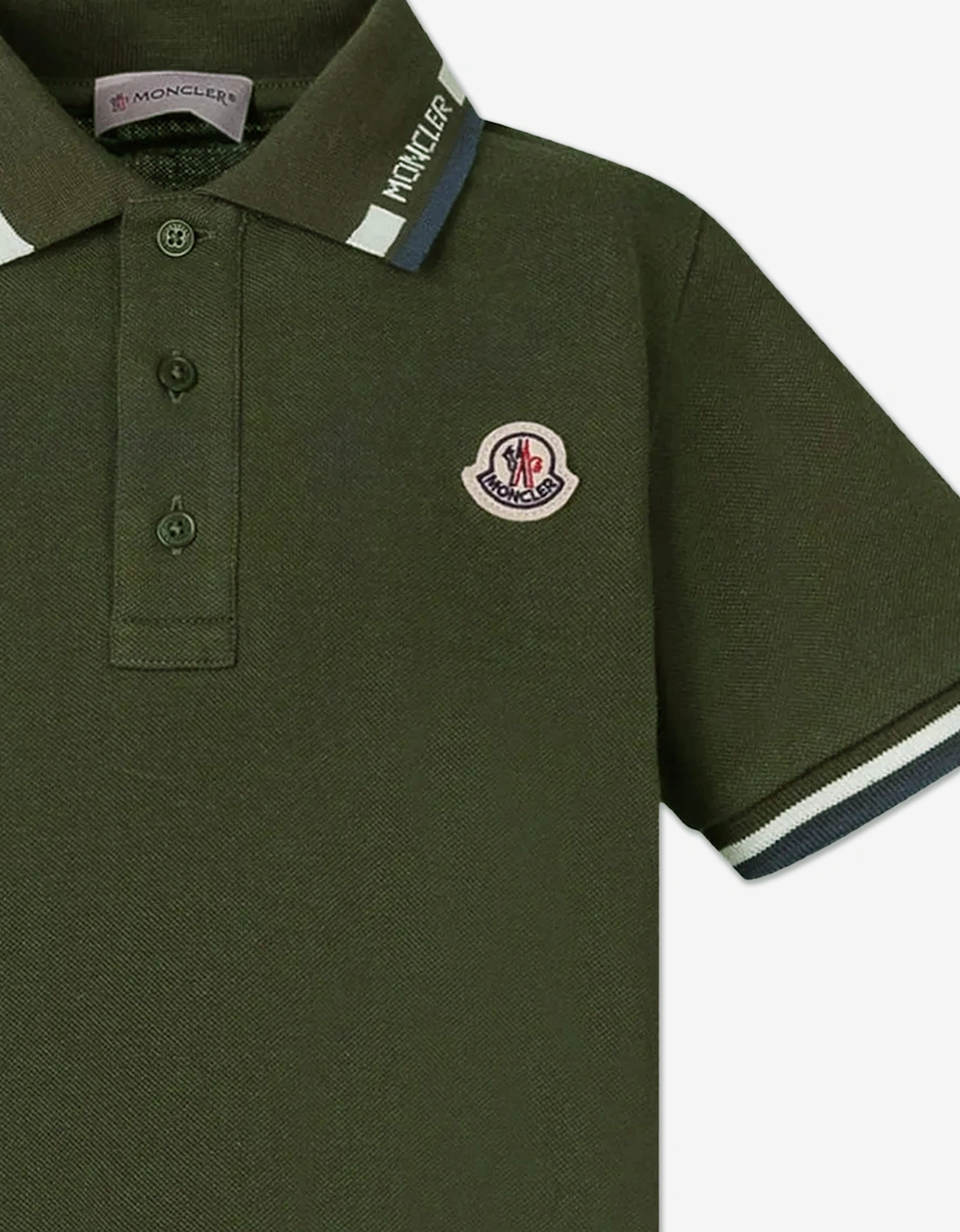 Moncler Enfant Boys Cotton Logo Polo Shirt in Green