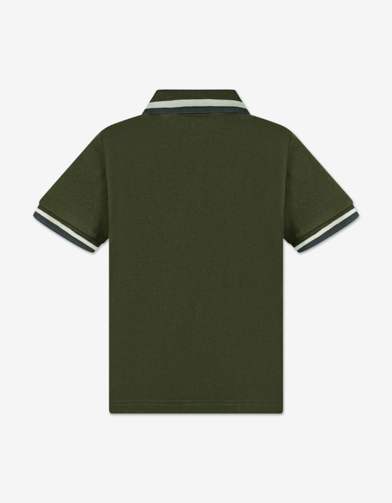 Moncler Enfant Boys Cotton Logo Polo Shirt in Green