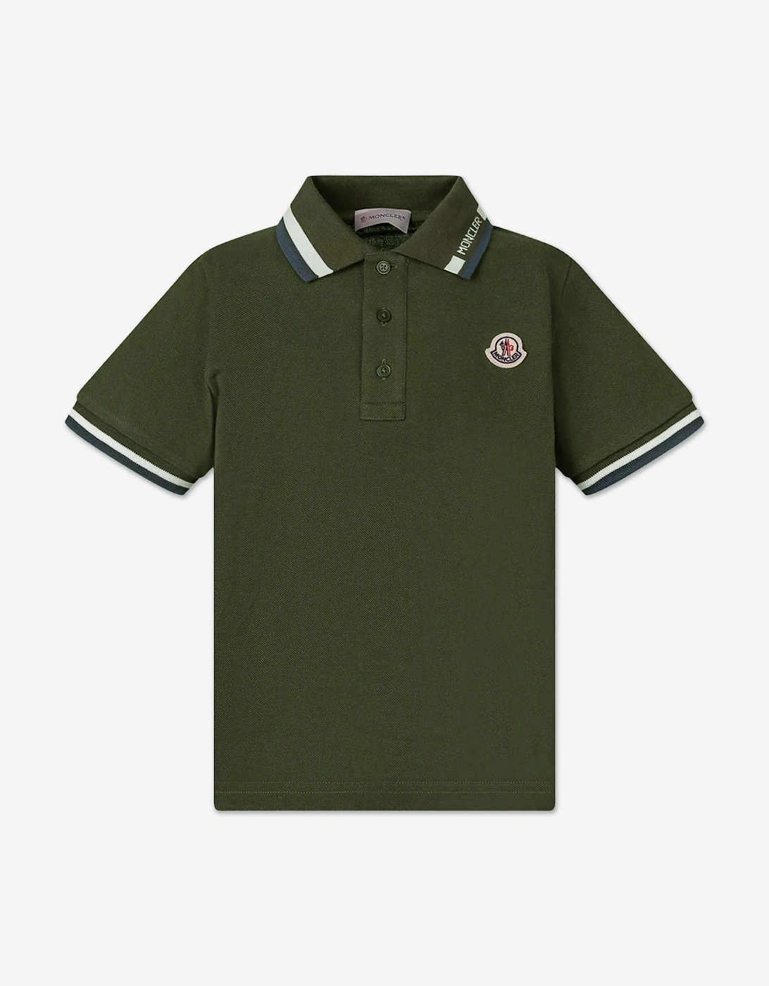 Moncler Enfant Boys Cotton Logo Polo Shirt in Green
