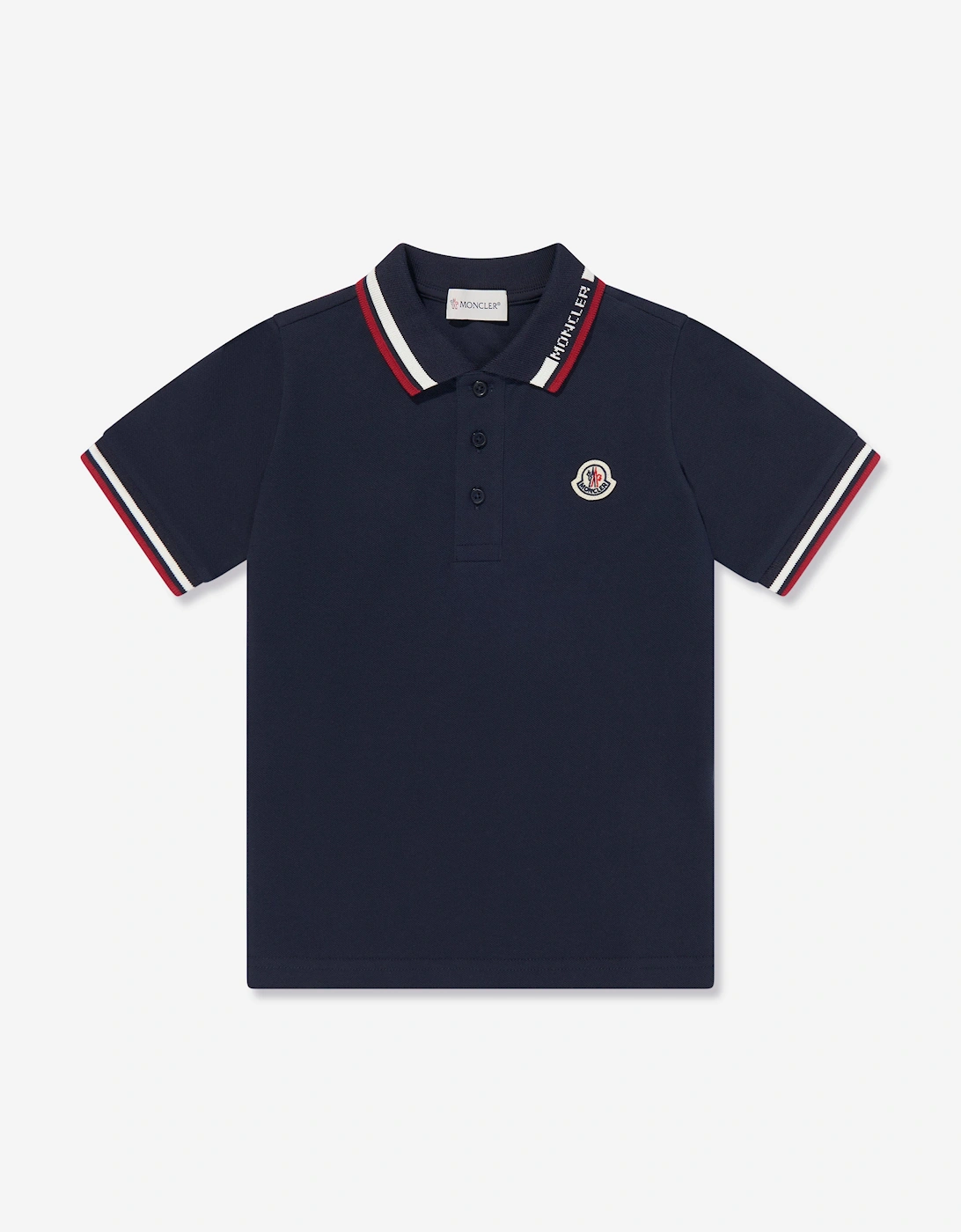 Moncler Enfant Boys Cotton Logo Polo Shirt in Navy