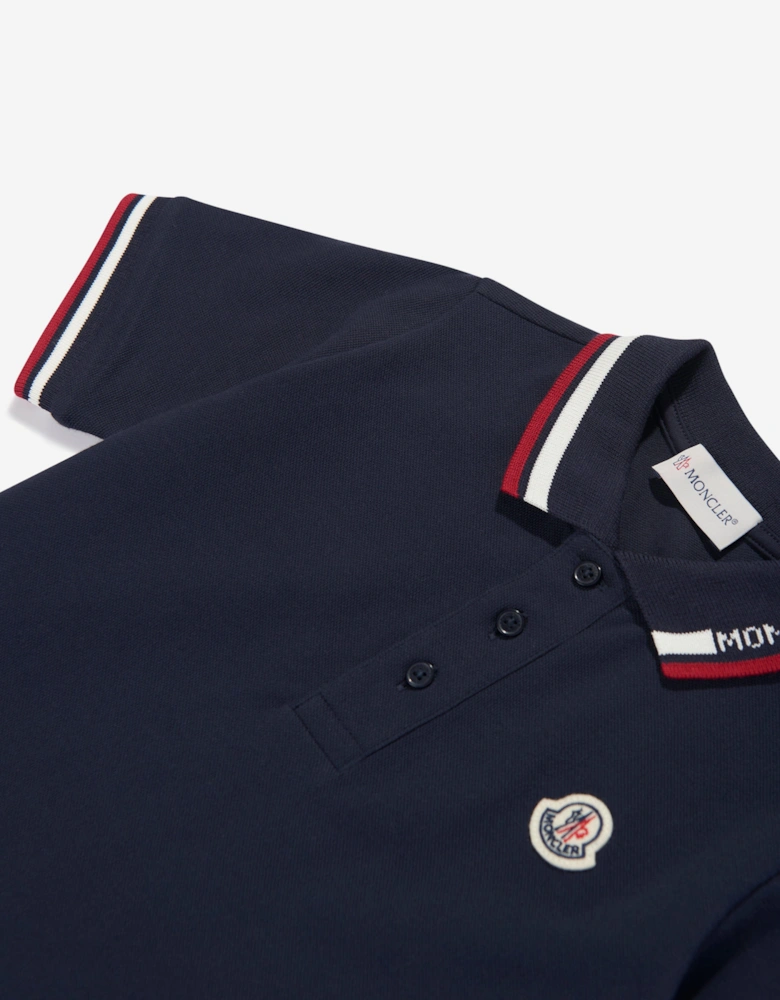 Moncler Enfant Boys Cotton Logo Polo Shirt in Navy