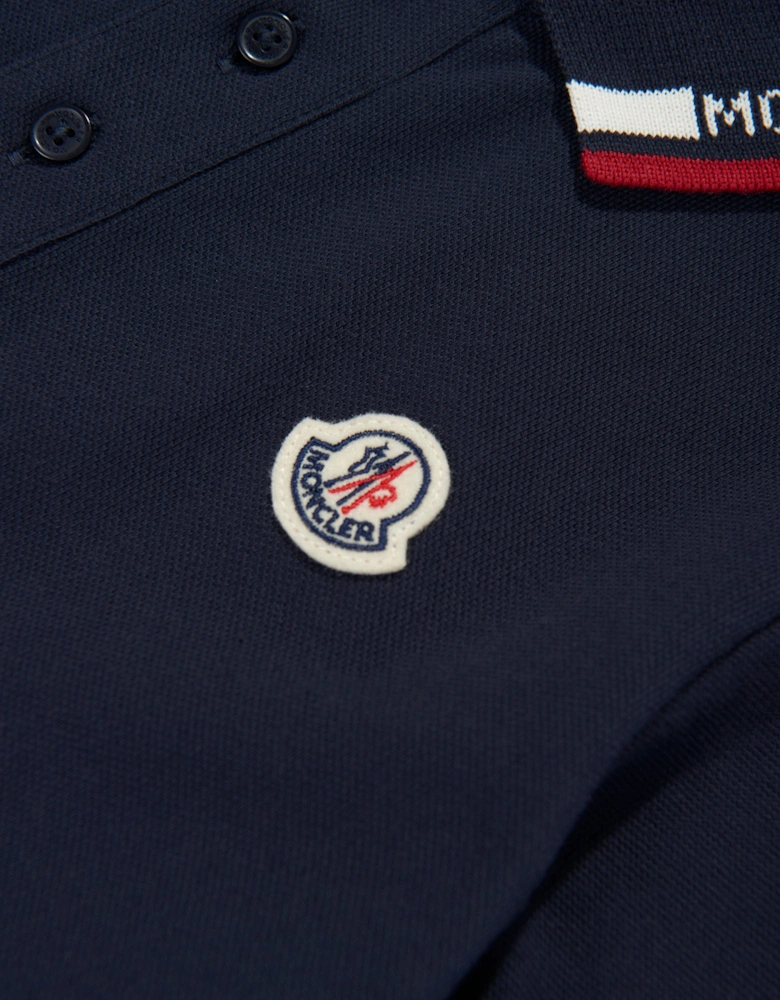 Moncler Enfant Boys Cotton Logo Polo Shirt in Navy