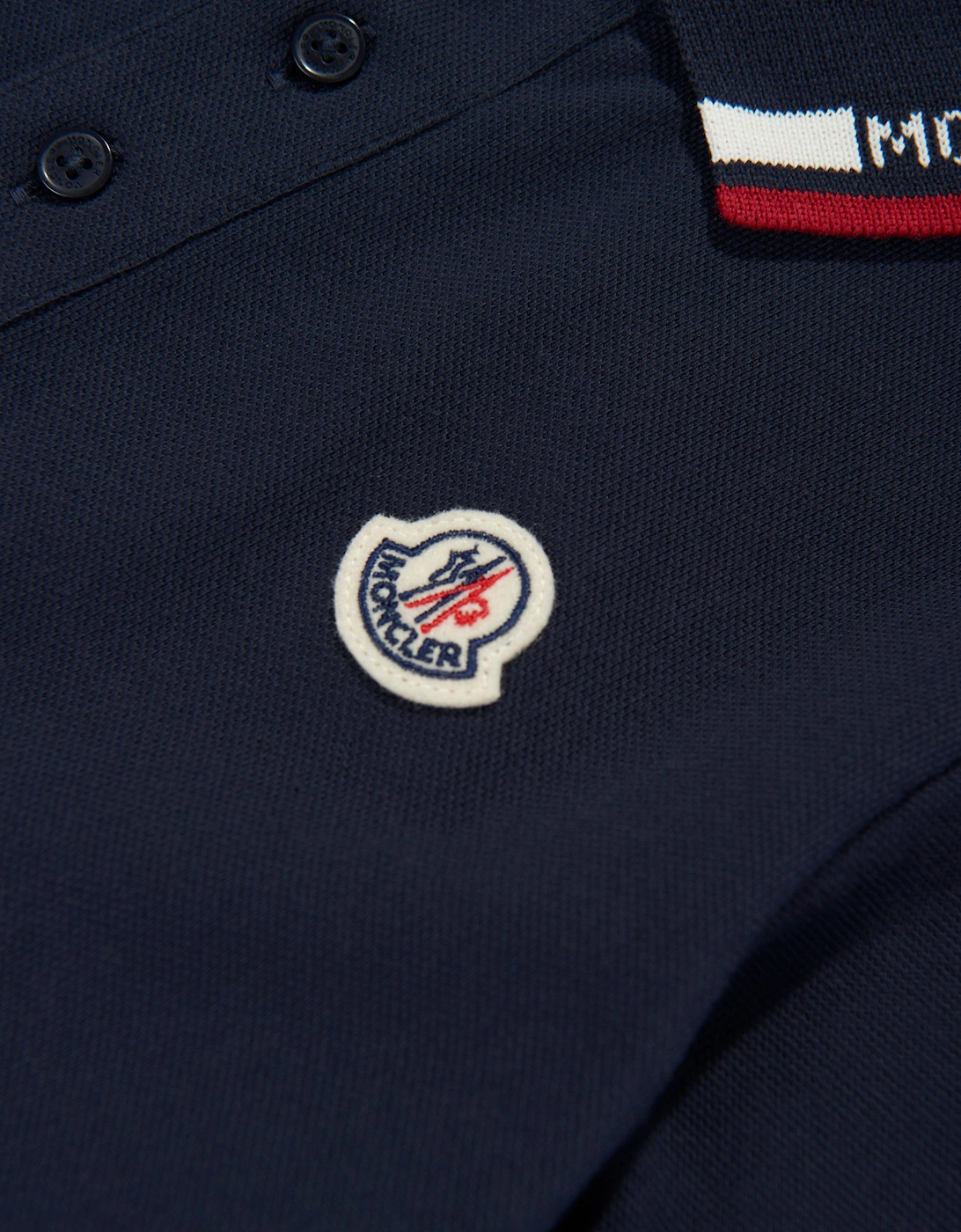 Moncler Enfant Boys Cotton Logo Polo Shirt in Navy