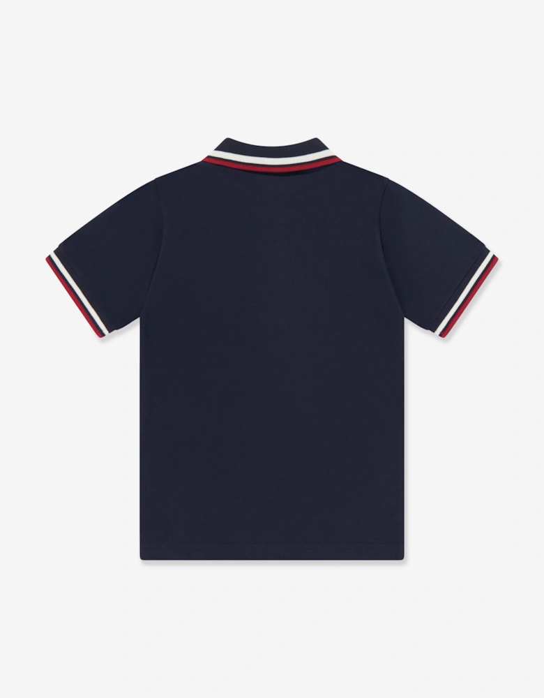 Moncler Enfant Boys Cotton Logo Polo Shirt in Navy
