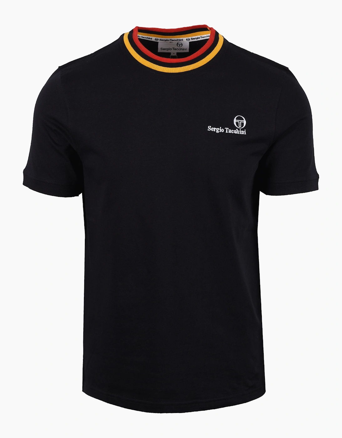 Sergio Tacchini Men's Black Rainer Fc T-Shirt /Old Gold/Adrenaline Rush 38 Size M
