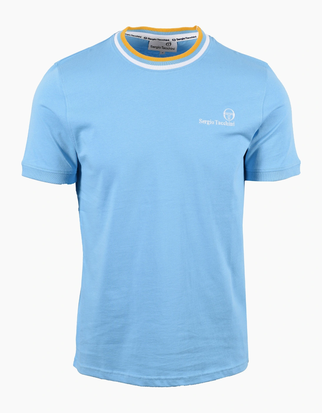 Sergio Tacchini Men's Blue Rainer Fc T-Shirt Baltic Sea/White/Old Gold 38 Size M