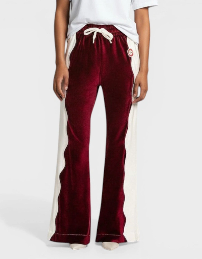 Burgundy Velour Panelled Track Pant