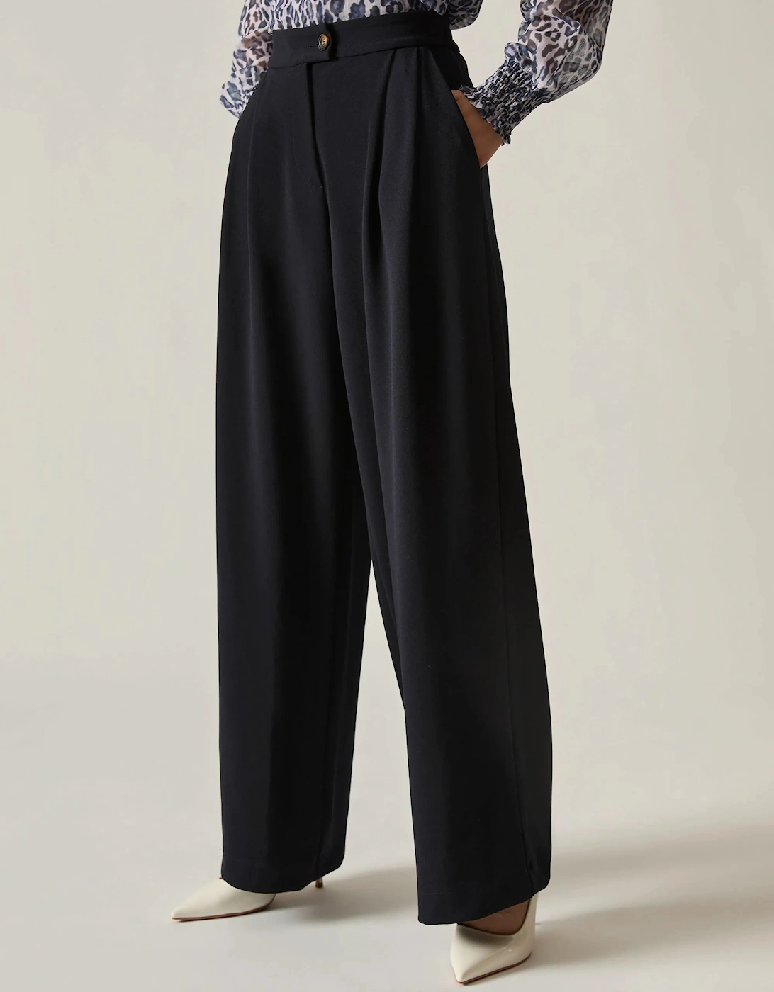 Navy Wide Leg Suit Trousers, 6 of 5
