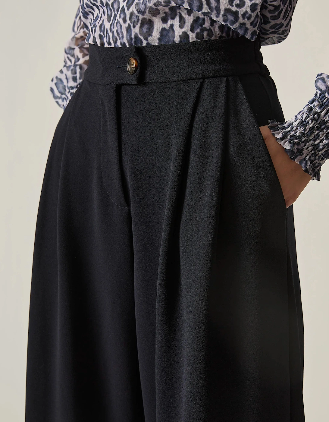 Navy Wide Leg Suit Trousers